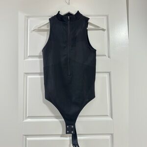 Garage Black Mock-neck Bodysuit In Size Medium.